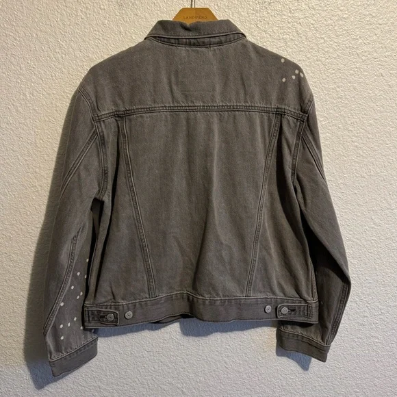 NEW Levi’s Paint Splatter Denim Trucker Jacket Gray Women’s L - Picture 5 of 9